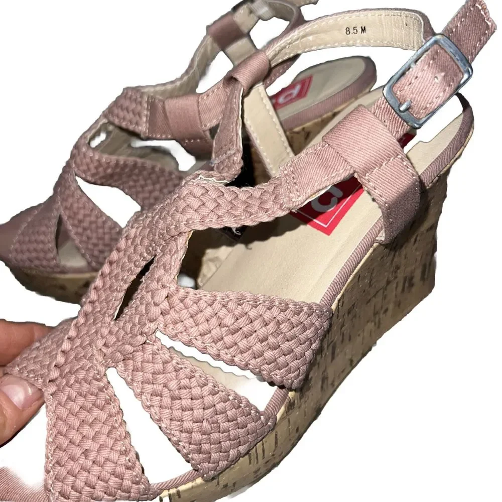 POP Women's Seri Blush Cork Wedge Platform Sandals - Size 8.5 M‎